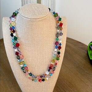 Vintage handmade Multicolor crystal Beaded Necklace